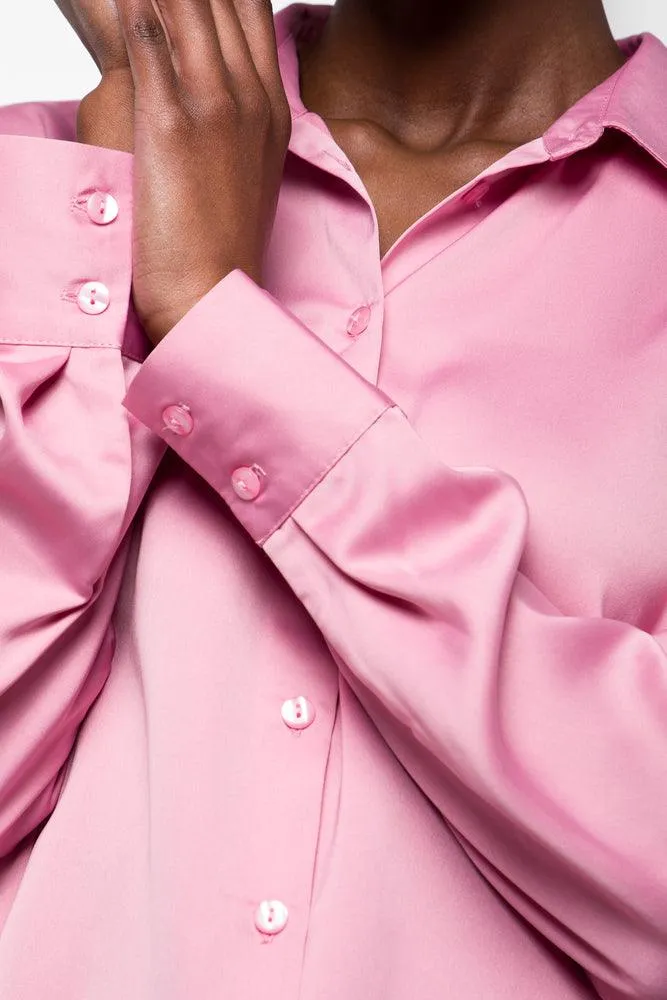 Satin Long Sleeve Shirt Pink sold by Ackermas product image thumbnail 4