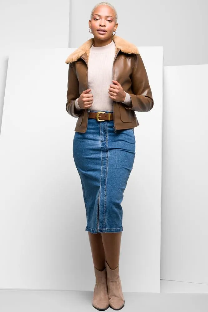 Midi Denim Skirt Blue sold by Ackermas