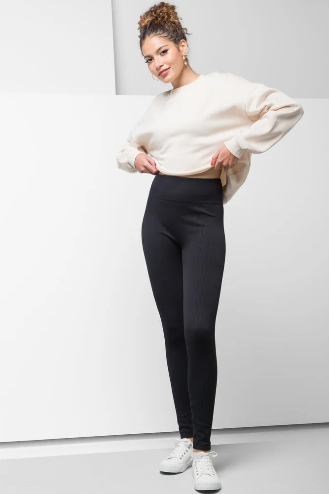 Rib Seamless Leggings Black sold by Ackermas