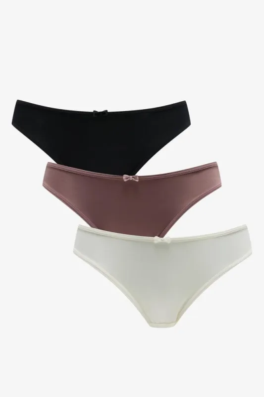 3 Pack Bikini Panties Black, Natural & Cream sold by Ackermas