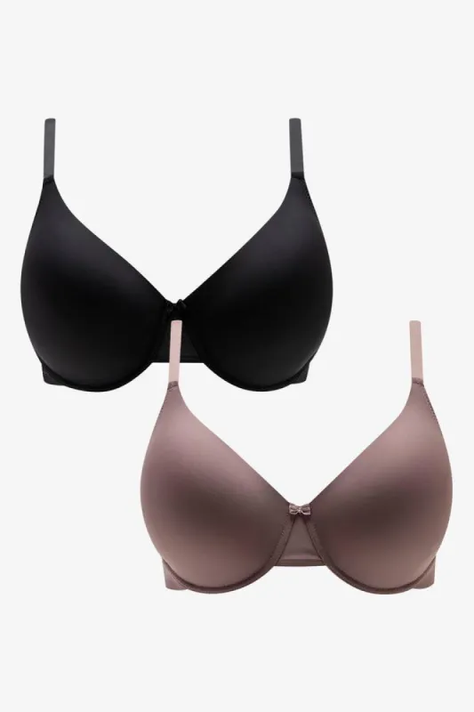 Plus Size 2 Pack T-Shirt Bras Black & Natural sold by Ackermas