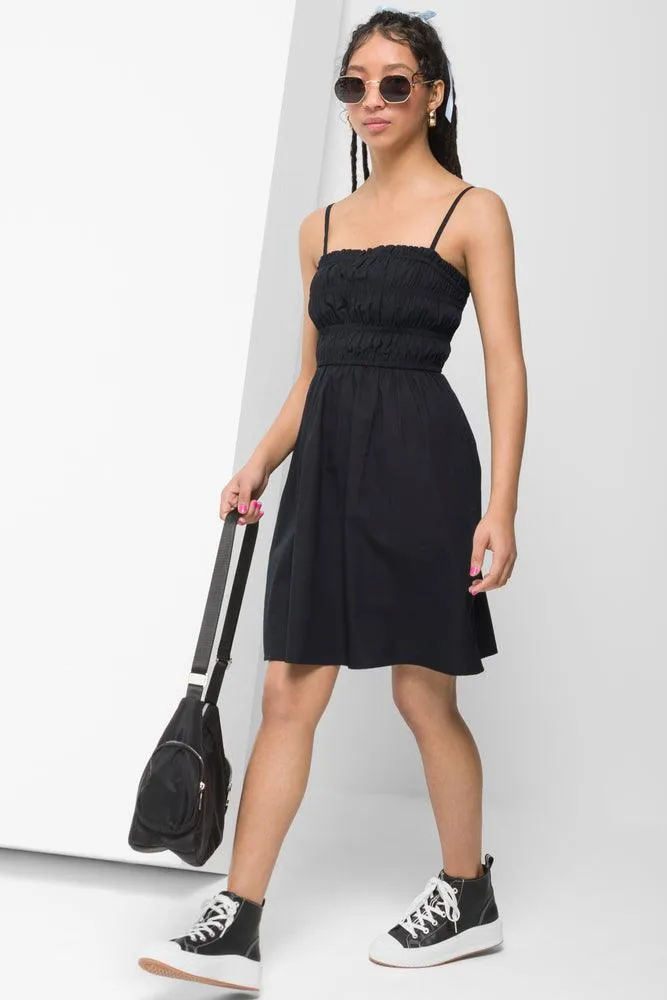 Shirred Mini Dress Cotton Poplin Black sold by Ackermas product image thumbnail 2