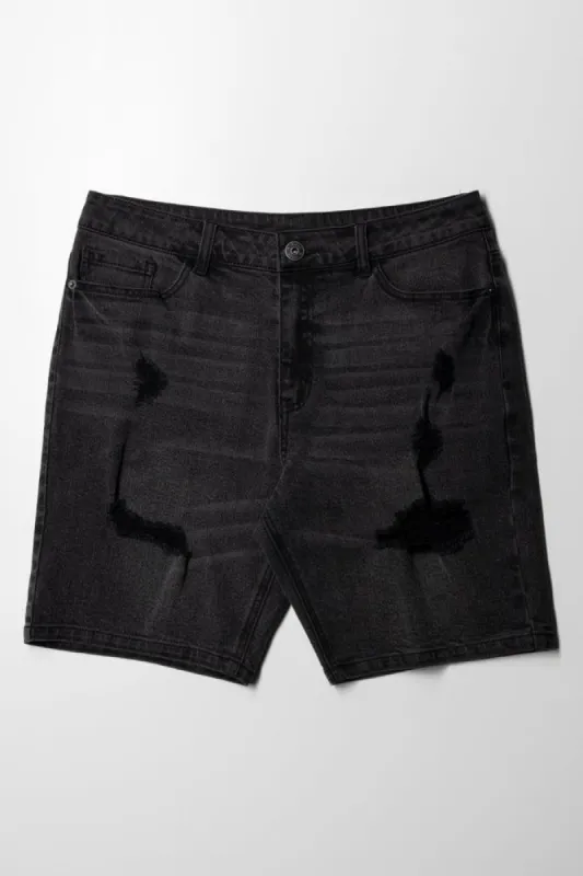 Ripped Denim Shorts Black sold by Ackermas