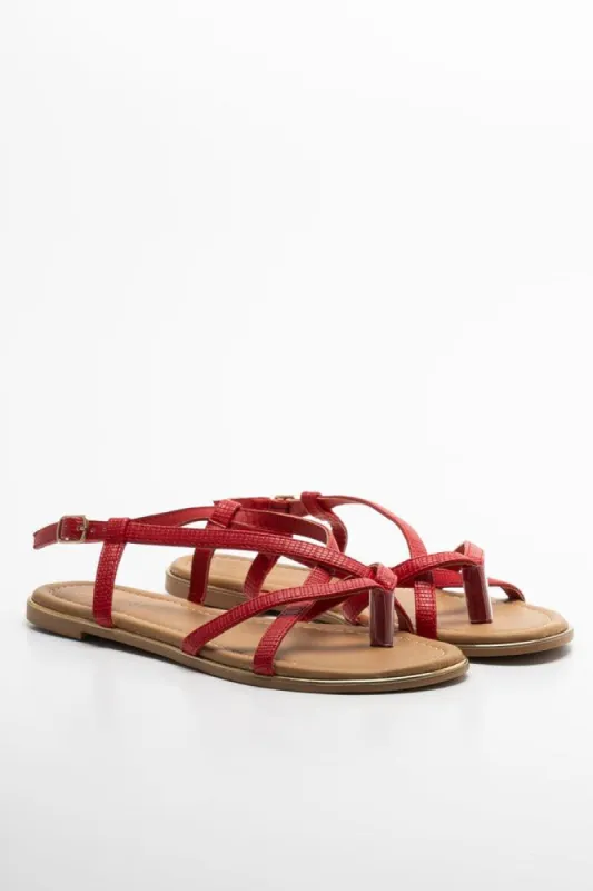 Toe Post Strappy Sandal Red sold by Ackermas