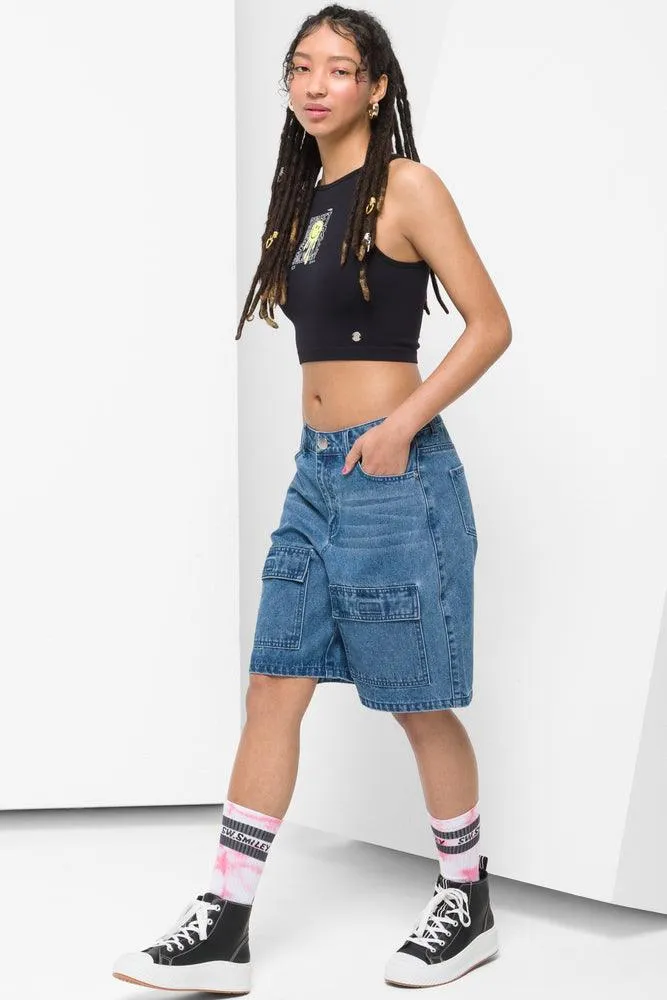 Bermuda Denim Shorts Mid Blue sold by Ackermas product image thumbnail 3