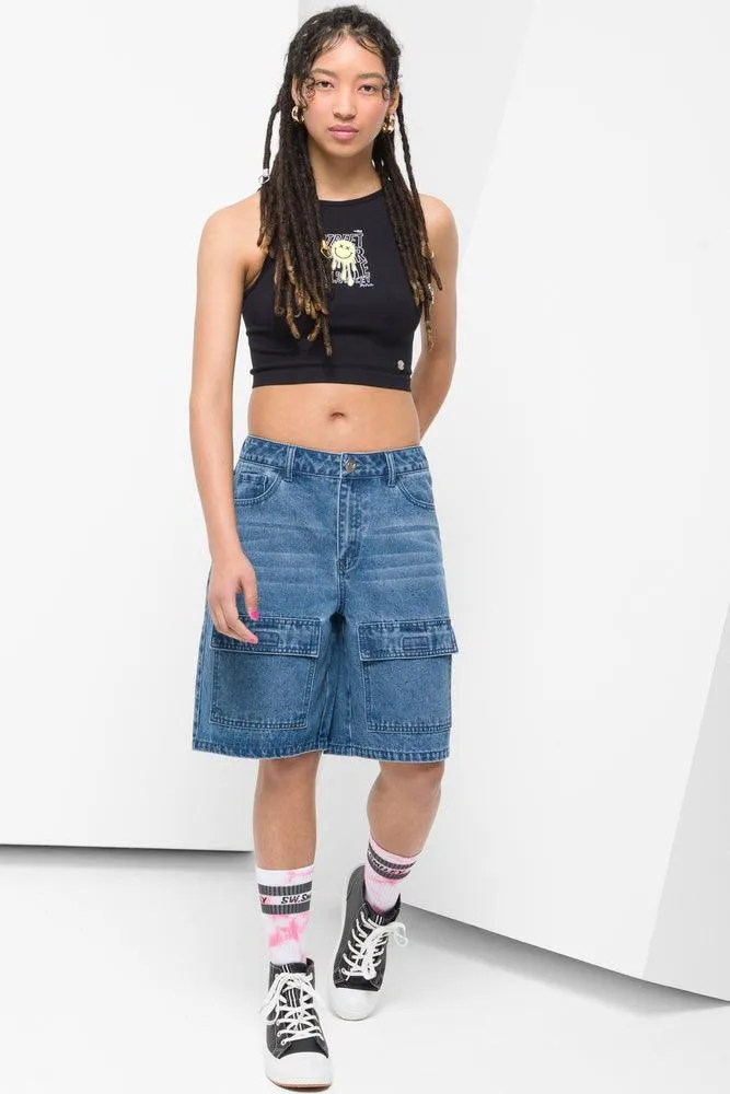 Bermuda Denim Shorts Mid Blue sold by Ackermas