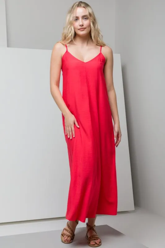 Strappy A-Line Maxi Dress Red sold by Ackermas