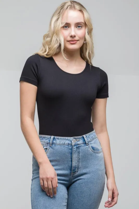 Rib Seamless Bodysuit Black sold by Ackermas