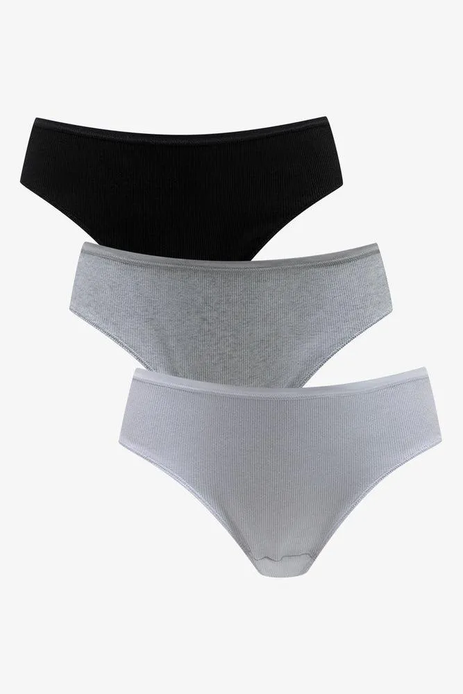 3 Pack Brazilian Panties Black, Grey & White sold by Ackermas product image thumbnail 5