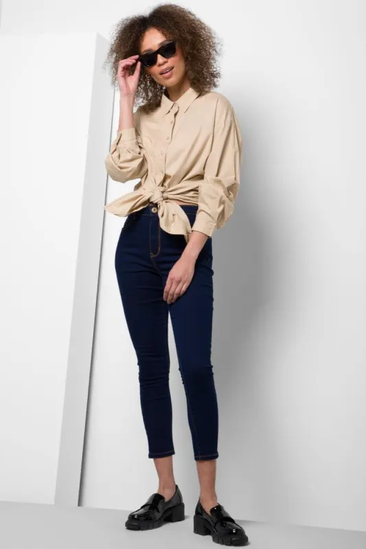 High Rise Skinny Denim Jeans Dark Blue sold by Ackermas