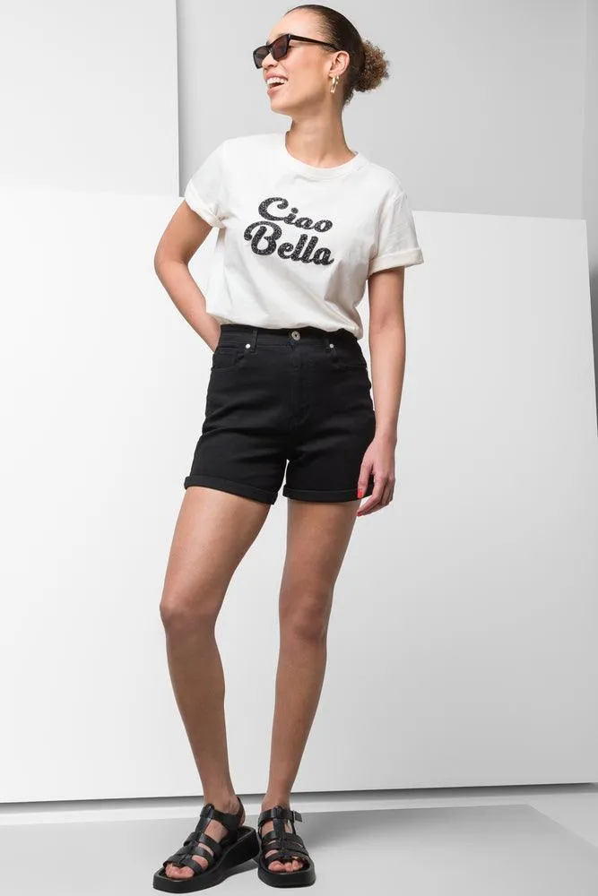 Denim Shorts With Turn Up Black sold by Ackermas