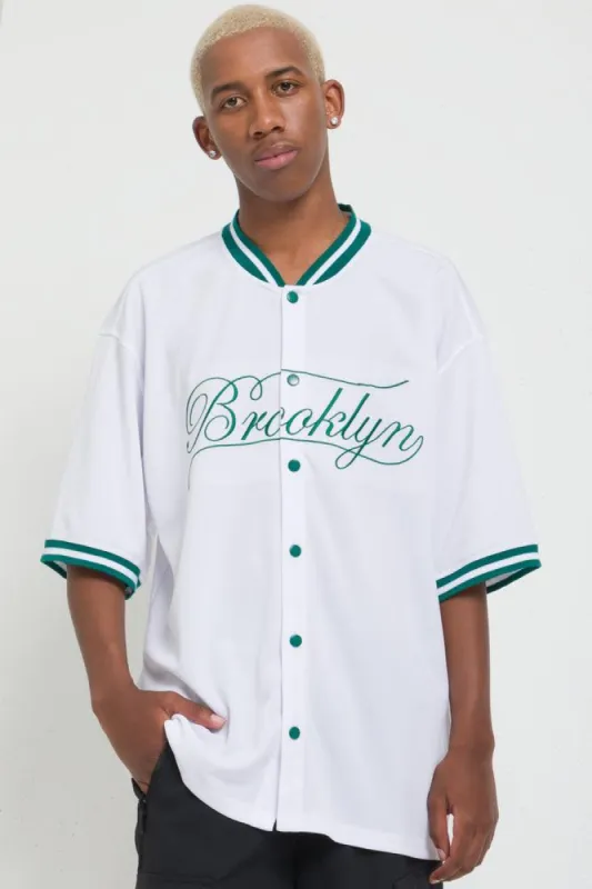 Baseball Short Sleeve Shirt White sold by Ackermas