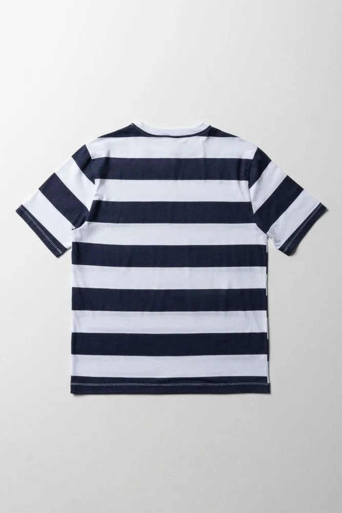 Stripe Short Sleeve T-Shirt Navy & White sold by Ackermas product image thumbnail 3