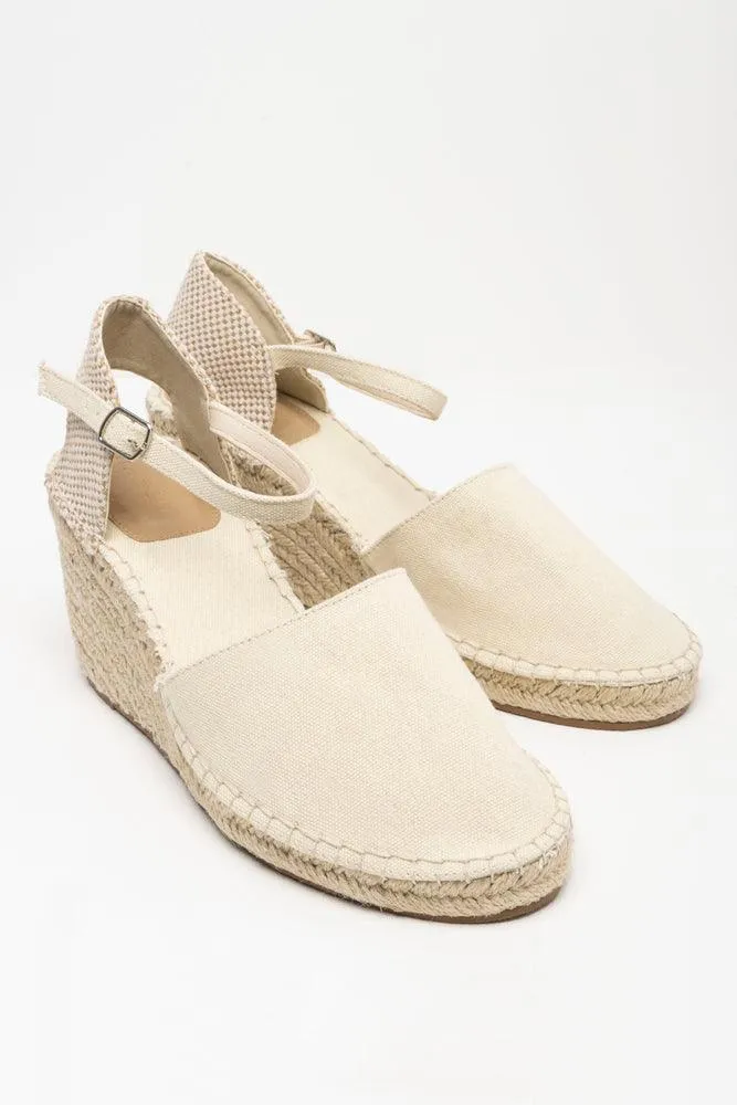 Ankle Strap Espadrille Wedge Cream sold by Ackermas