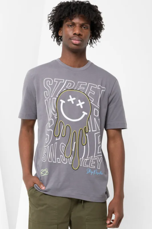 Cube X S.W. Smiley Short Sleeve T-Shirt Grey sold by Ackermas