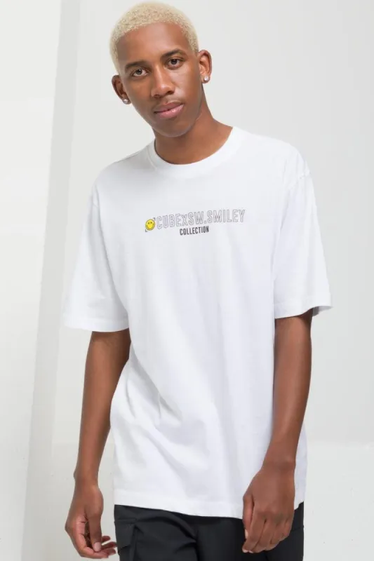 Cube X S.W. Smiley Short Sleeve T-Shirt White sold by Ackermas