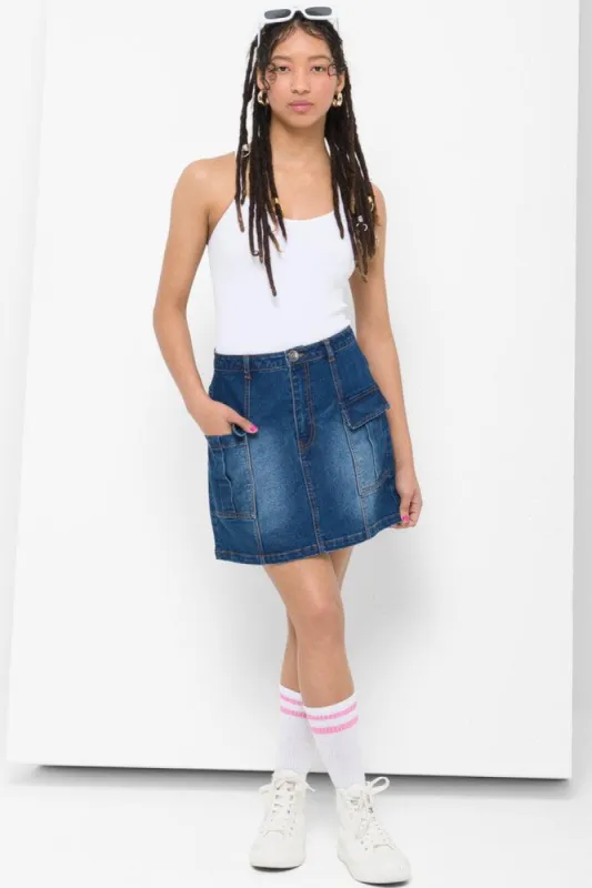 Denim Skirt Indigo sold by Ackermas