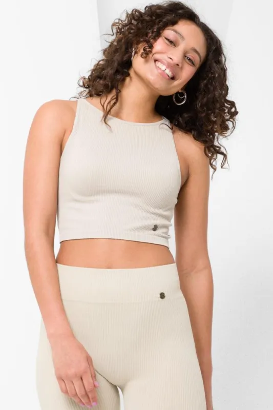Seamless Cropped High Neck Vest Stone sold by Ackermas