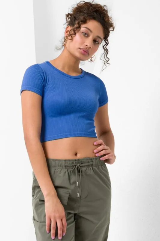 Seamless Cropped T-Shirt Blue sold by Ackermas