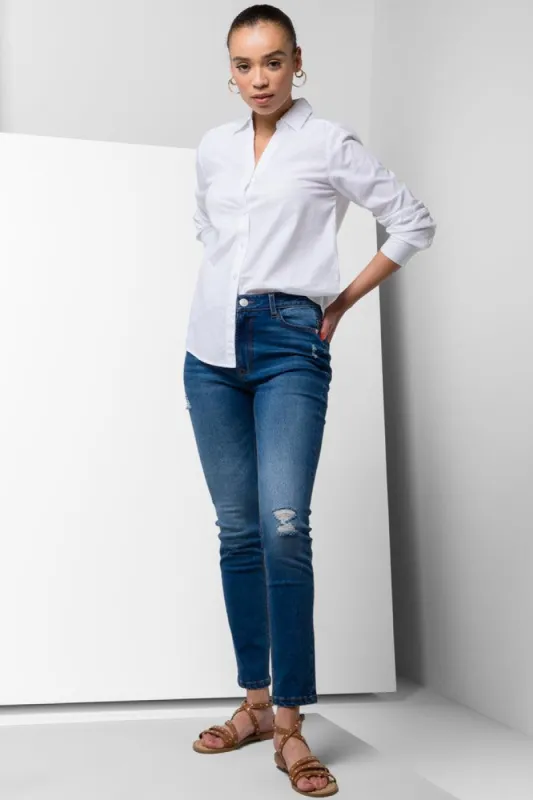 Ripped Skinny Denim Jeans Blue sold by Ackermas