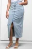 Maxi Denim Skirt With Front Slit Light Blue sold by Ackermas