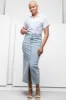 Maxi Denim Skirt With Front Slit Light Blue sold by Ackermas