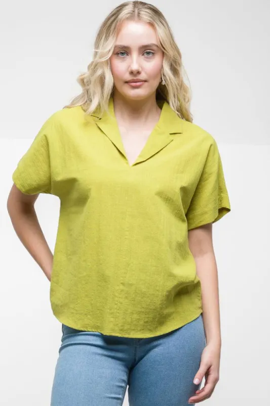 V-Neck Short Sleeve Top Green sold by Ackermas