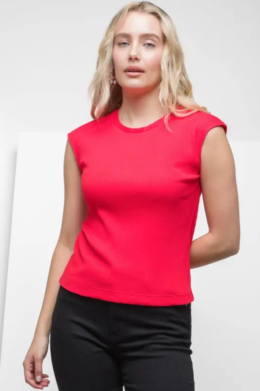 Sleeveless Rib Top Red sold by Ackermas