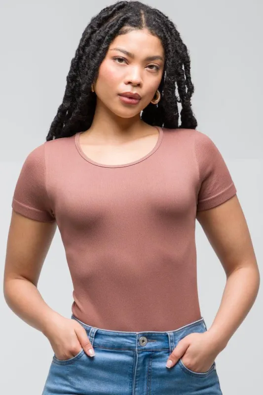 Rib Seamless Bodysuit Natural sold by Ackermas