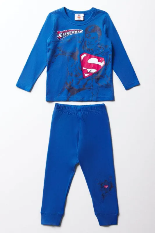 Superman Knit Pyjamas Long Sleeve Cobalt sold by Ackermas