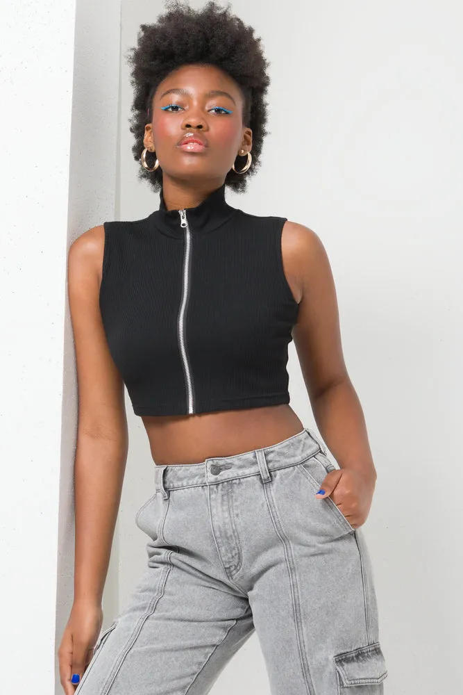 Zip Through Vest Black sold by Ackermas