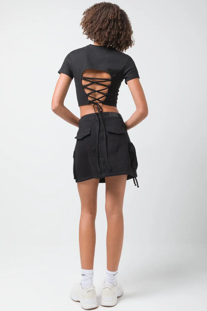 Back Tie Up Detail T-shirt Black sold by Ackermas product image thumbnail 3