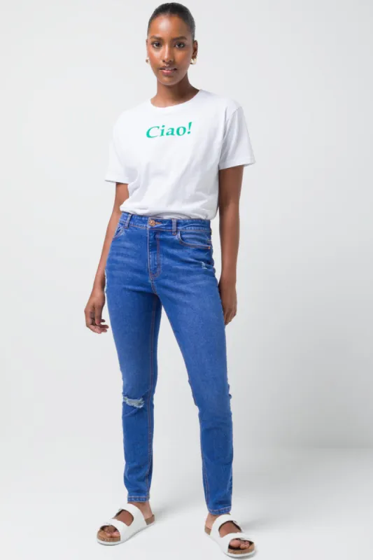 Ripped Skinny Denim Jeans Blue sold by Ackermas