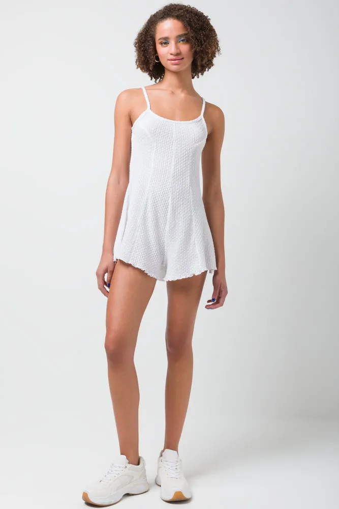 Textured Knit Playsuit White sold by Ackermas