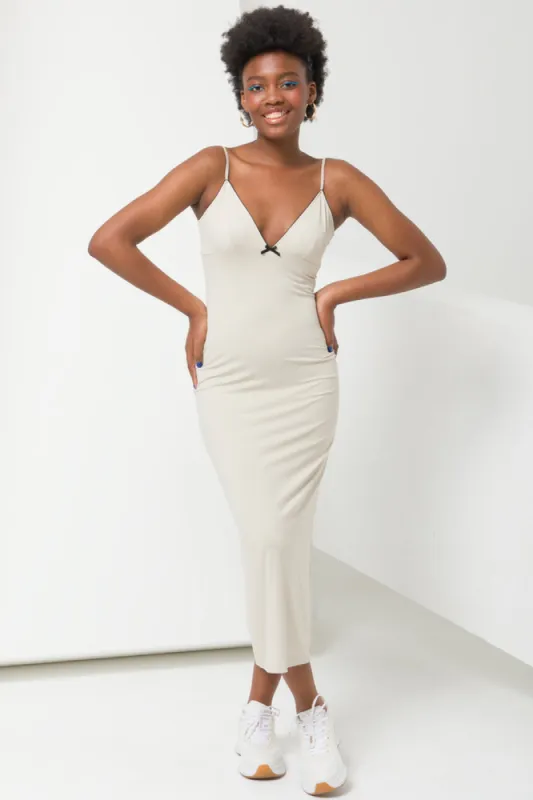 Poly Spandex Slinky Dress Cream sold by Ackermas