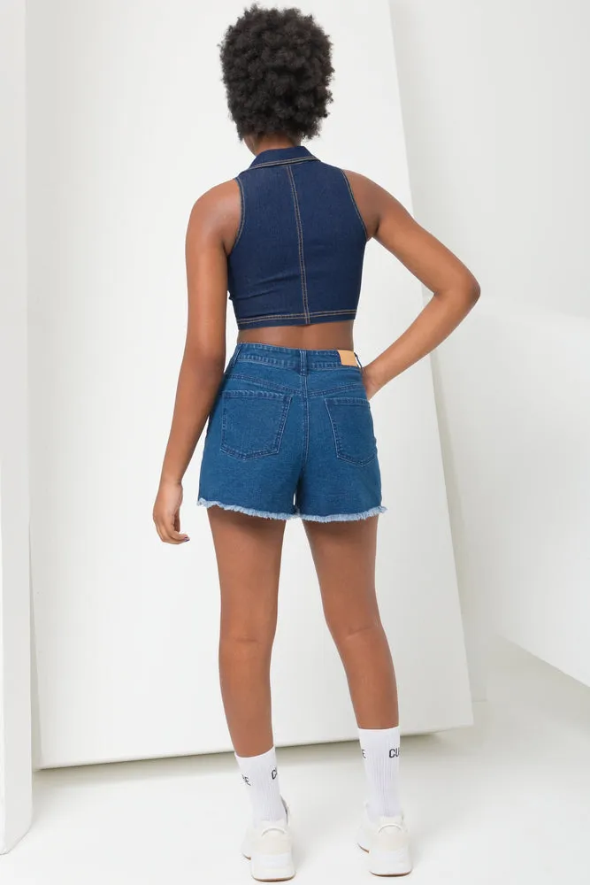 Denim- Zip Through Vest Indigo sold by Ackermas product image thumbnail 3