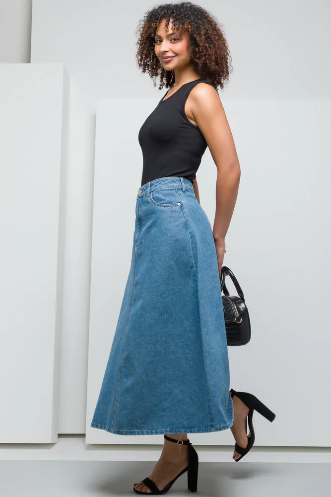 A-Line Denim Skirt Mid Blue sold by Ackermas product image thumbnail 3