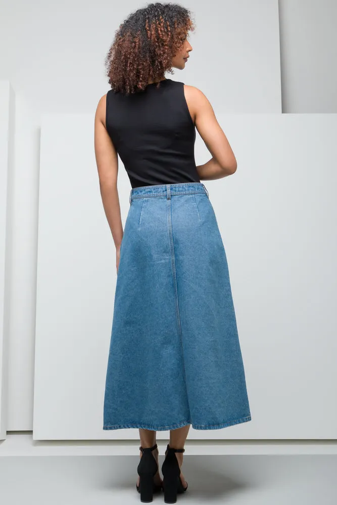 A-Line Denim Skirt Mid Blue sold by Ackermas product image thumbnail 4
