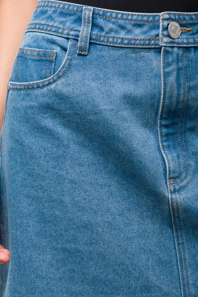 A-Line Denim Skirt Mid Blue sold by Ackermas product image thumbnail 5
