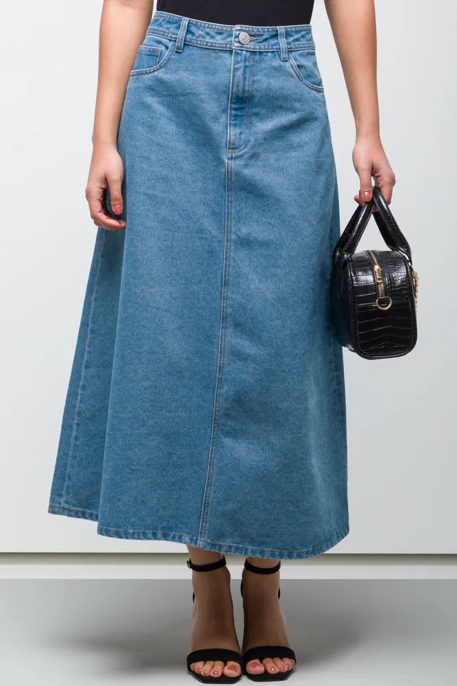A-Line Denim Skirt Mid Blue sold by Ackermas product image thumbnail 2