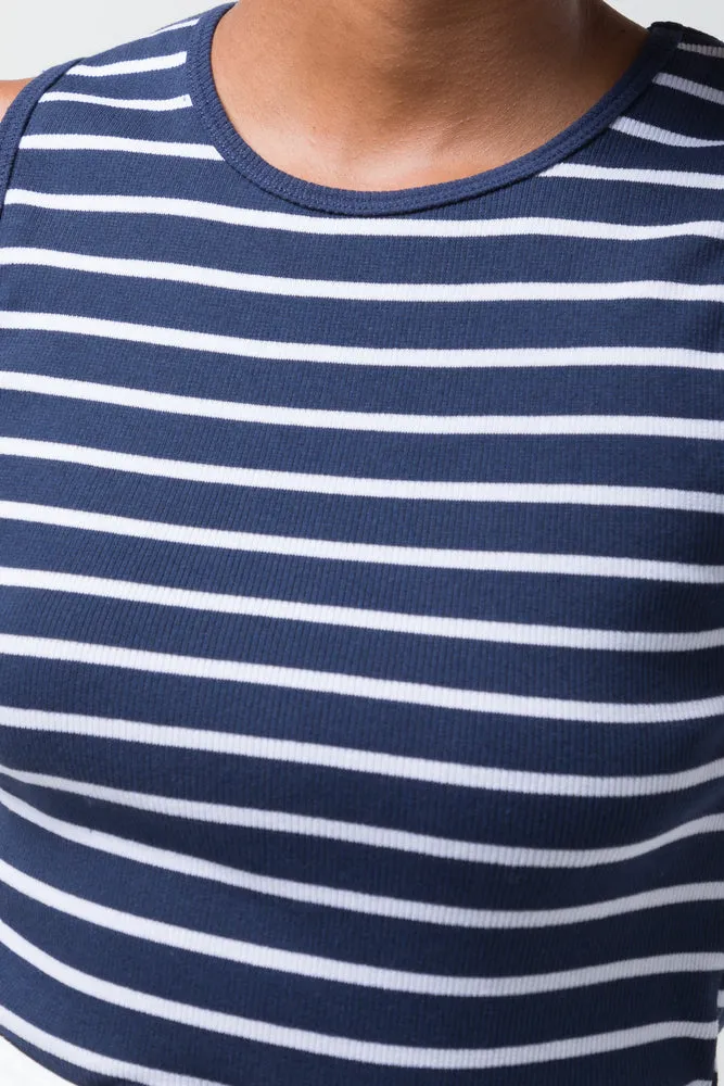 Stripe Rib Cotton Spandex Vest Navy sold by Ackermas product image thumbnail 4