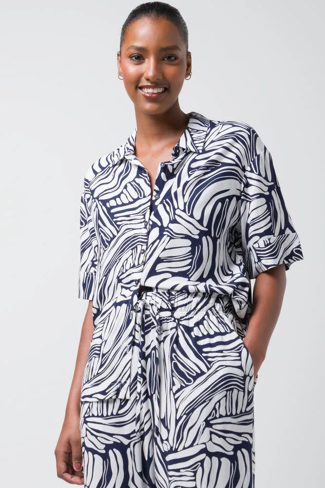 Viscose Resort Shirt Navy Print sold by Ackermas