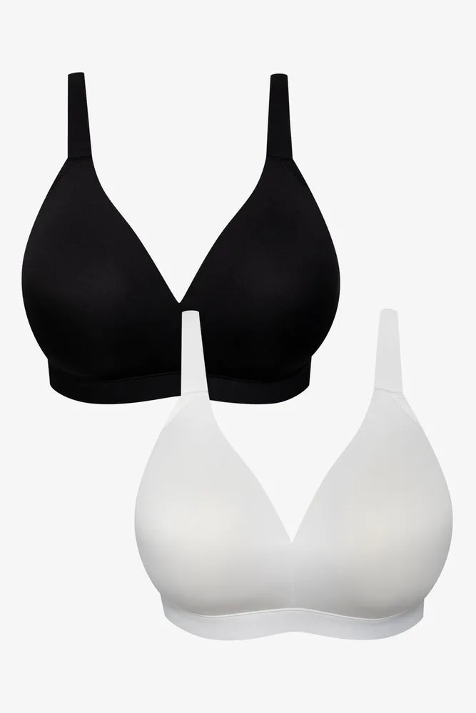 2 Pack Smooth Padded Wire Free Bra Big Black & White sold by Ackermas