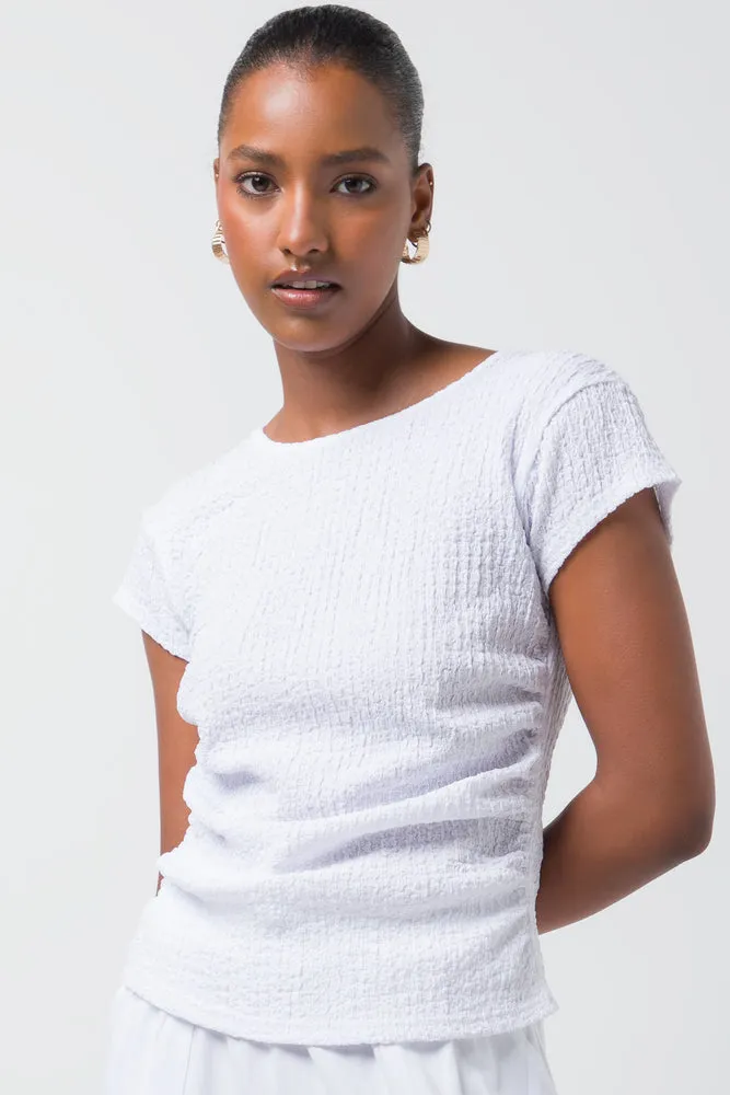 Textured Knit Top White sold by Ackermas