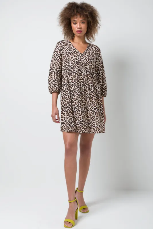 Three-Quarter Sleeve Dress Brown sold by Ackermas