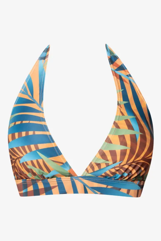 Fern Print Halter Neck Bikini Top Blue Multi sold by Ackermas
