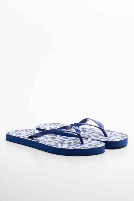 Damask Print Flip Flop Blue sold by Ackermas