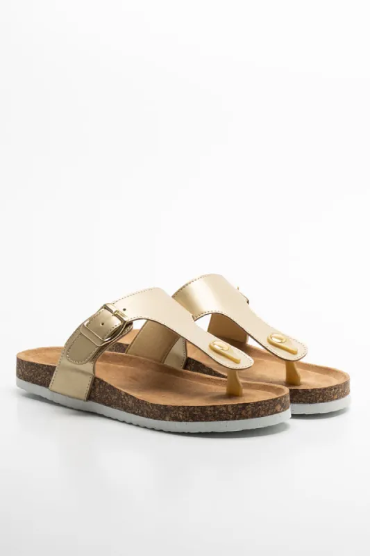 T-Bar Sandal Gold sold by Ackermas