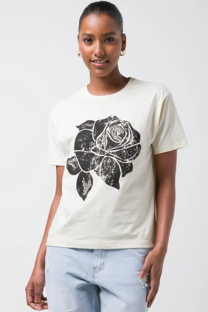 Rose Short Sleeve T-Shirt Natural sold by Ackermas
