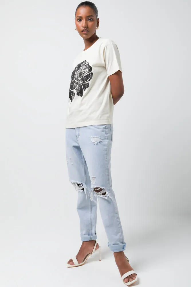 Rose Short Sleeve T-Shirt Natural sold by Ackermas product image thumbnail 2